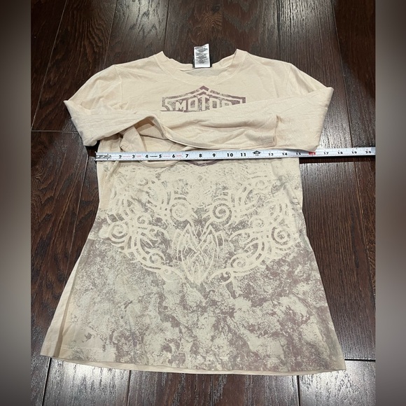 Harley Davidson Kokomo Indiana Beige Women Size Large Long sleeve shirt - Picture 3 of 7